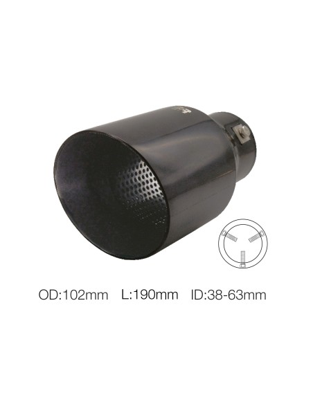 Terminale scarico universale inox nero singolo 38 63mm TRX 106N