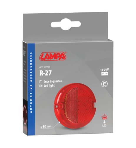 Luce ingombro perimetrale tonda 4 Led 12 24V Rosso