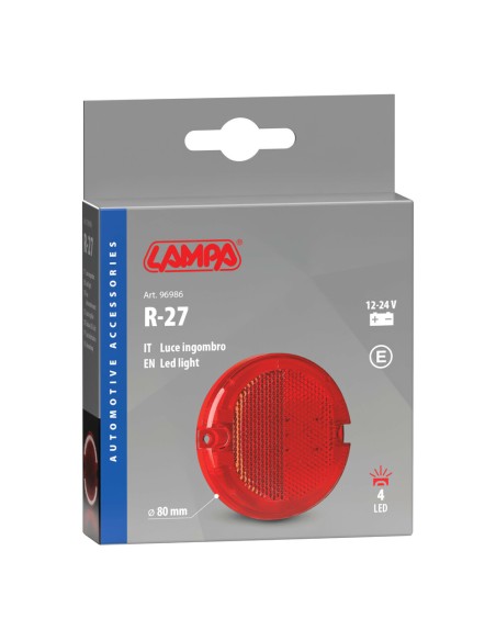 Luce ingombro perimetrale tonda 4 Led 12 24V Rosso