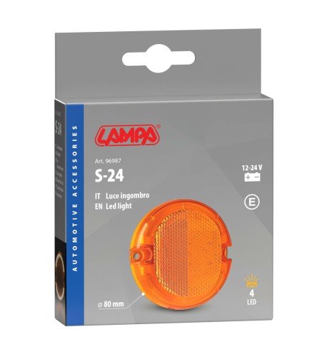 Luce ingombro perimetrale tonda 4 Led 12 24V Arancio