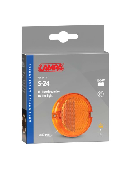 Luce ingombro perimetrale tonda 4 Led 12 24V Arancio