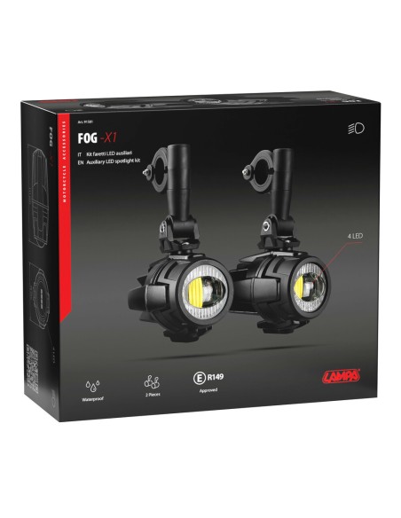 Kit 2 faretti Fog X1 ausiliari omologati fendinebbia a Led 12V 20W