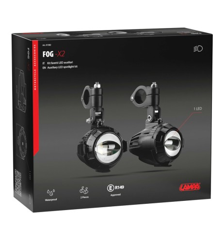 Kit 2 faretti Fog X2 ausiliari omologati fendinebbia a Led 12V 11W