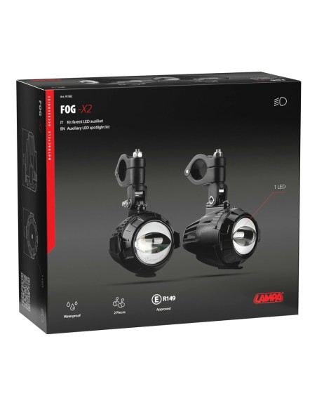Kit 2 faretti Fog X2 ausiliari omologati fendinebbia a Led 12V 11W