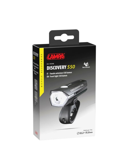 Fanale anteriore Bici a Led ricaricabile USB Discovery 550lm
