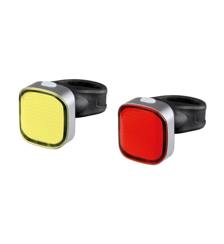 Kit fanale anteriore e posteriore Bici Square Led ricaricabili USB