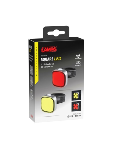Kit fanale anteriore e posteriore Bici Square Led ricaricabili USB