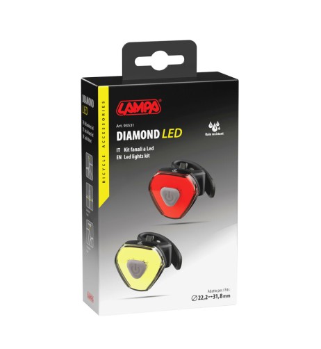 Kit fanale anteriore e posteriore Bici Diamond Led ricaricabili USB