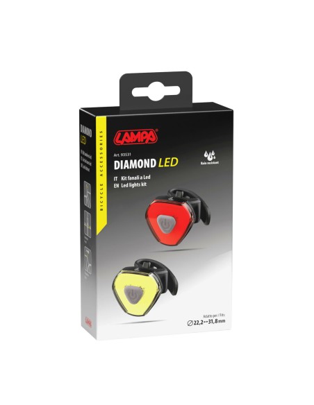 Kit fanale anteriore e posteriore Bici Diamond Led ricaricabili USB