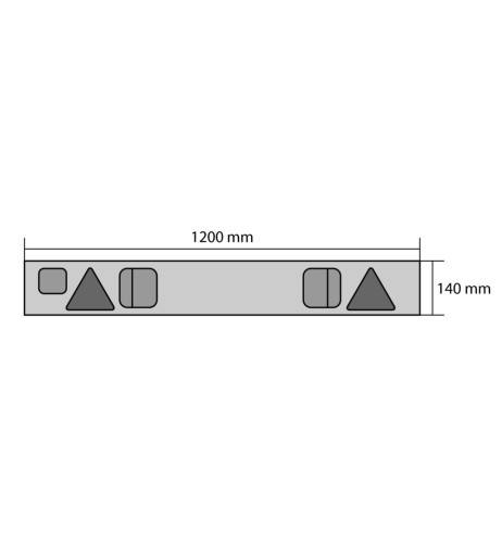 Barra segnaletica posteriore 120cm 12V con portatarga omologata