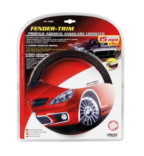 Profilo adesivo angolare cromato auto 5 metri larghezza 15mm