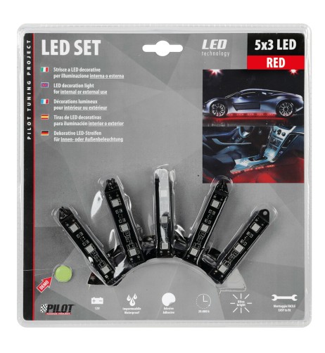 Set strisce decorative interno esterno 5x3 led 12V rosso