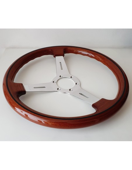 Volante universale vintage Luisi Mugello Classico II 370mm in mogano