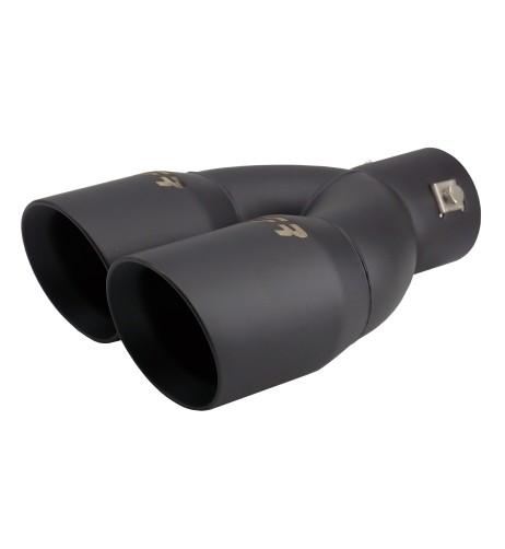 Terminale scarico universale inox nero doppio inclinato disassato 63mm TRX