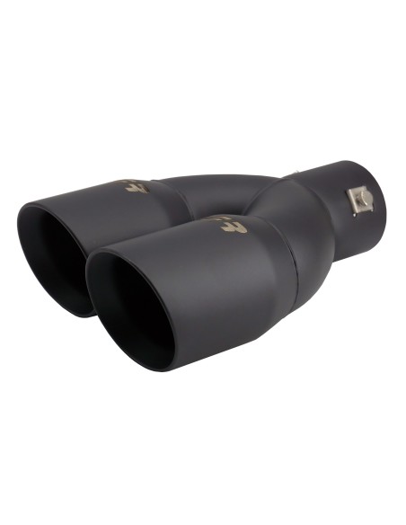 Terminale scarico universale inox nero doppio inclinato disassato 63mm TRX