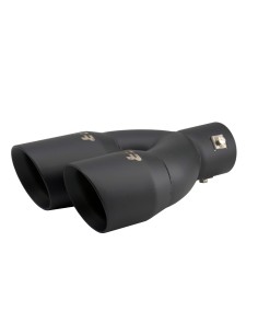 Terminale scarico universale inox nero doppio inclinato disassato 63mm TRX