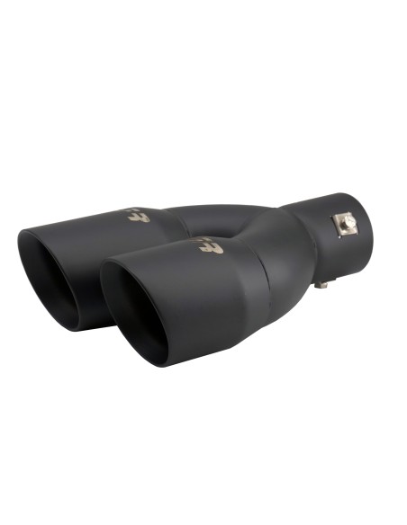 Terminale scarico universale inox nero doppio inclinato disassato 63mm TRX