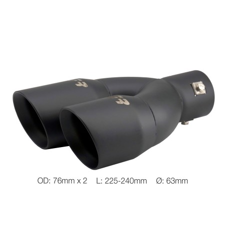 Terminale scarico universale inox nero doppio inclinato disassato 63mm TRX