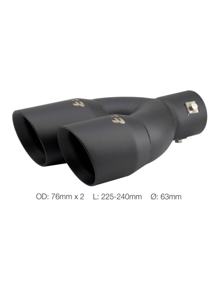 Terminale scarico universale inox nero doppio inclinato disassato 63mm TRX