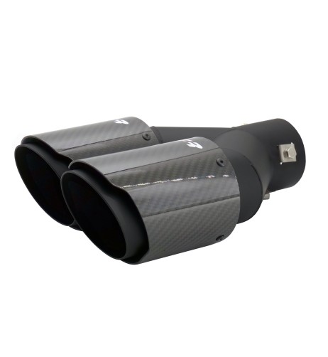 Terminale scarico universale carbonio e acciaio doppio disassato 66mm TRX 1