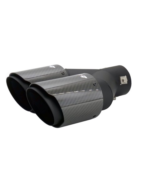 Terminale scarico universale carbonio e acciaio doppio disassato 66mm TRX 1