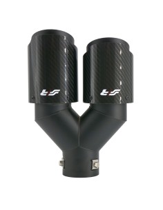 Terminale scarico universale carbonio e acciaio doppio disassato 66mm TRX 1 2
