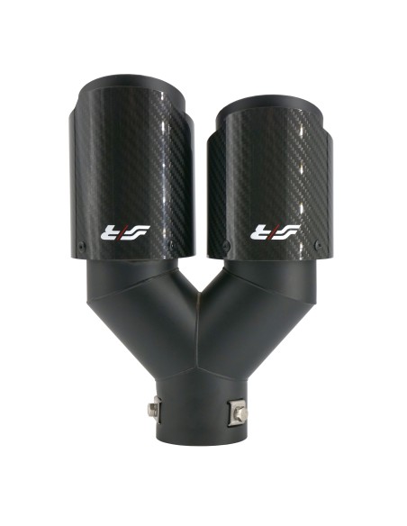 Terminale scarico universale carbonio e acciaio doppio disassato 66mm TRX 1