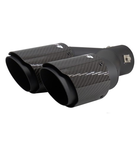 Terminale scarico universale carbonio e acciaio doppio disassato 66mm TRX 1