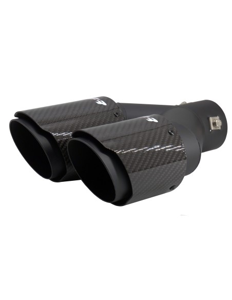 Terminale scarico universale carbonio e acciaio doppio disassato 66mm TRX 1